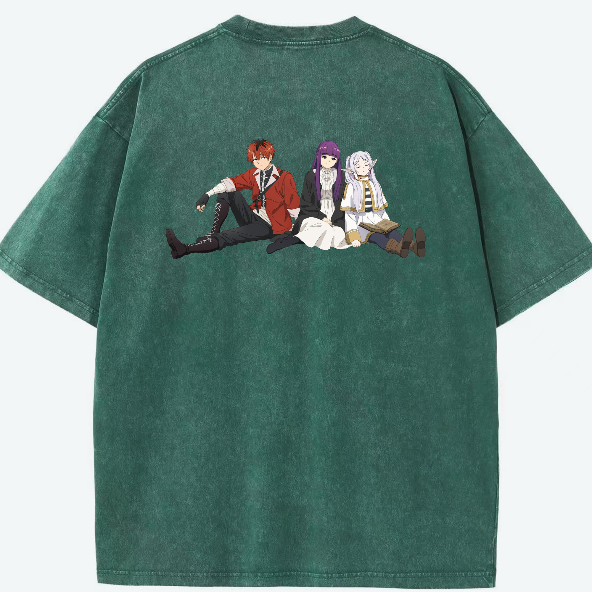 （画像用） 葬送のフリーレン Frieren 綿100% ヴィンテージ風 半袖Tシャツ（背面プリント）